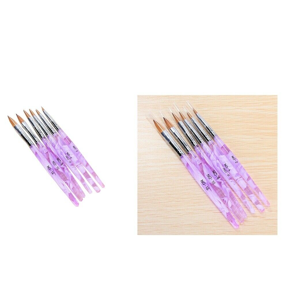 12 Pieces 6 Different Size Nail Art Brush NO.2,4,6,8,10,12 Painting Pen Set