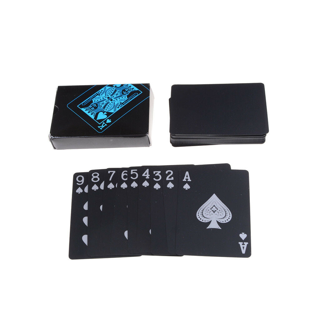 Black Plastic PVC Poker Waterproof Magic Playing Cards Table Gam YU_.l8