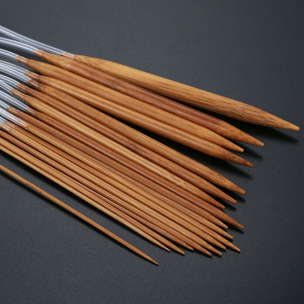 18x Bamboo Knitting Needles DIY Handcraft Sewing Tool 100CM Dia.2-10mm 18 Sizes