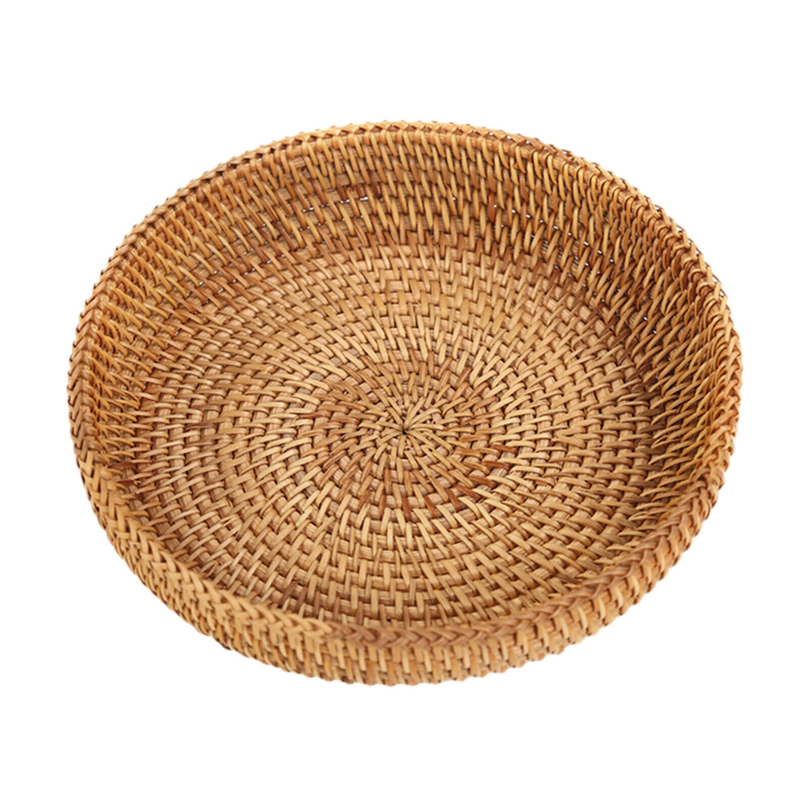7-inches Round Wicker Bread Basket, Hand Woven Tabletop Food Fruit Vegetables