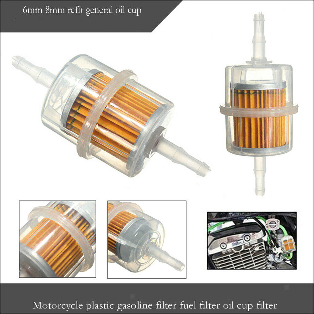 Car Auto Motorcycle Inline Petrol Fuel Filter Fits 6mm 8mm1/4'' 5/16'' Pipe Hose