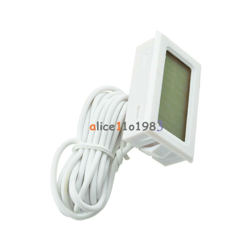 White Aquarium Temperature Gauge LCD Thermometer For Fish Tank T110 TPM-10 2m
