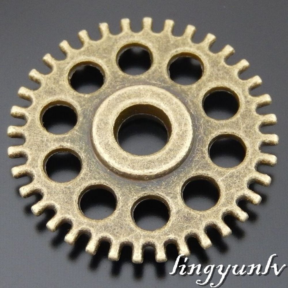 6 pcs Antiqued Bronze Gear Hollowed Steampunk Cog Pendant Charm Alloy 25*25*3mm