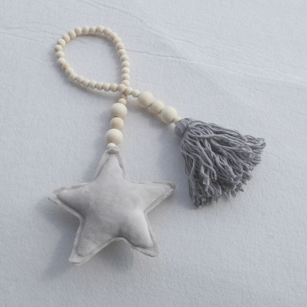 Wooden Tassel Grey Star Pendant Curtain Net Tieback Wall Hanging Ornament