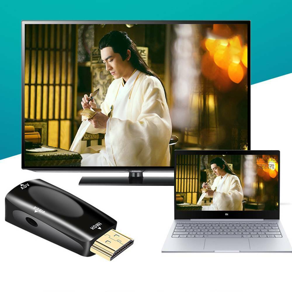 HDMI TO VGA Adapter/Converter Male to Female Audio for PC Laptop HDTV DVD!