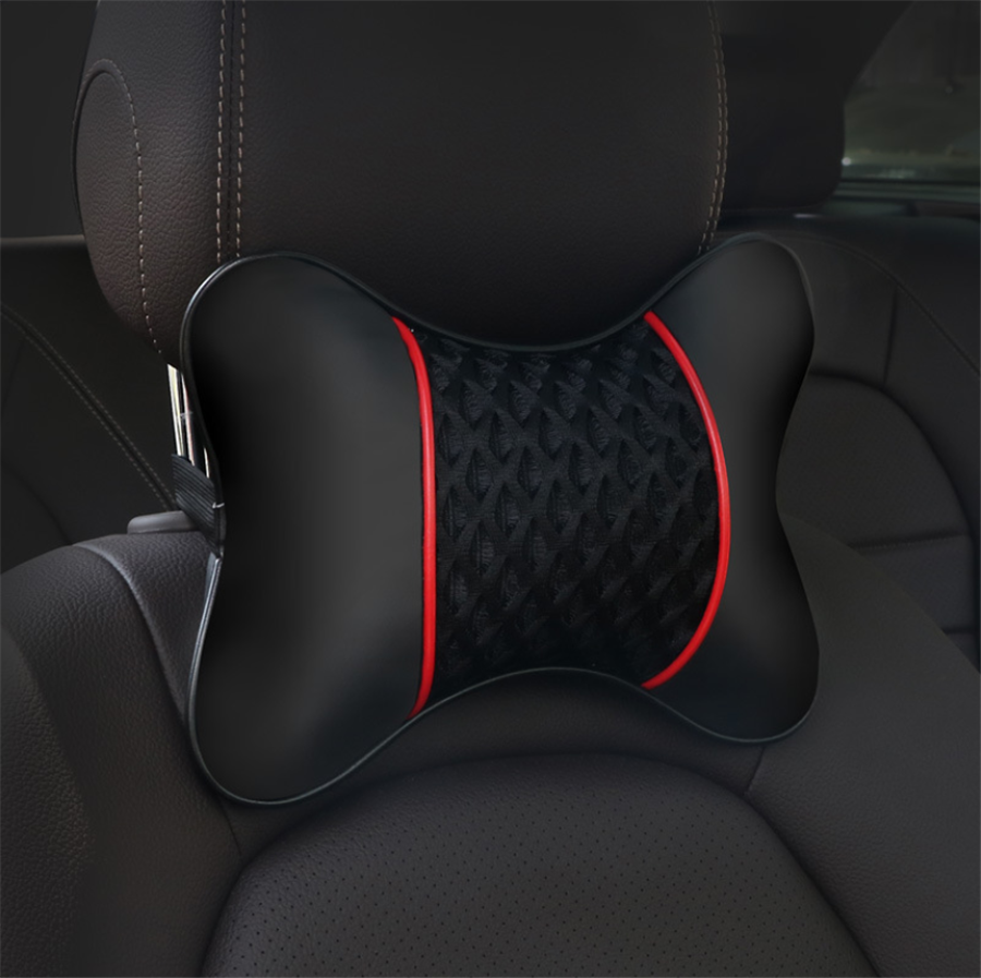 Pair Car Headrest Neck Pillow Ice Silk+Leather Cervical Pillow Seat Neck Pillows