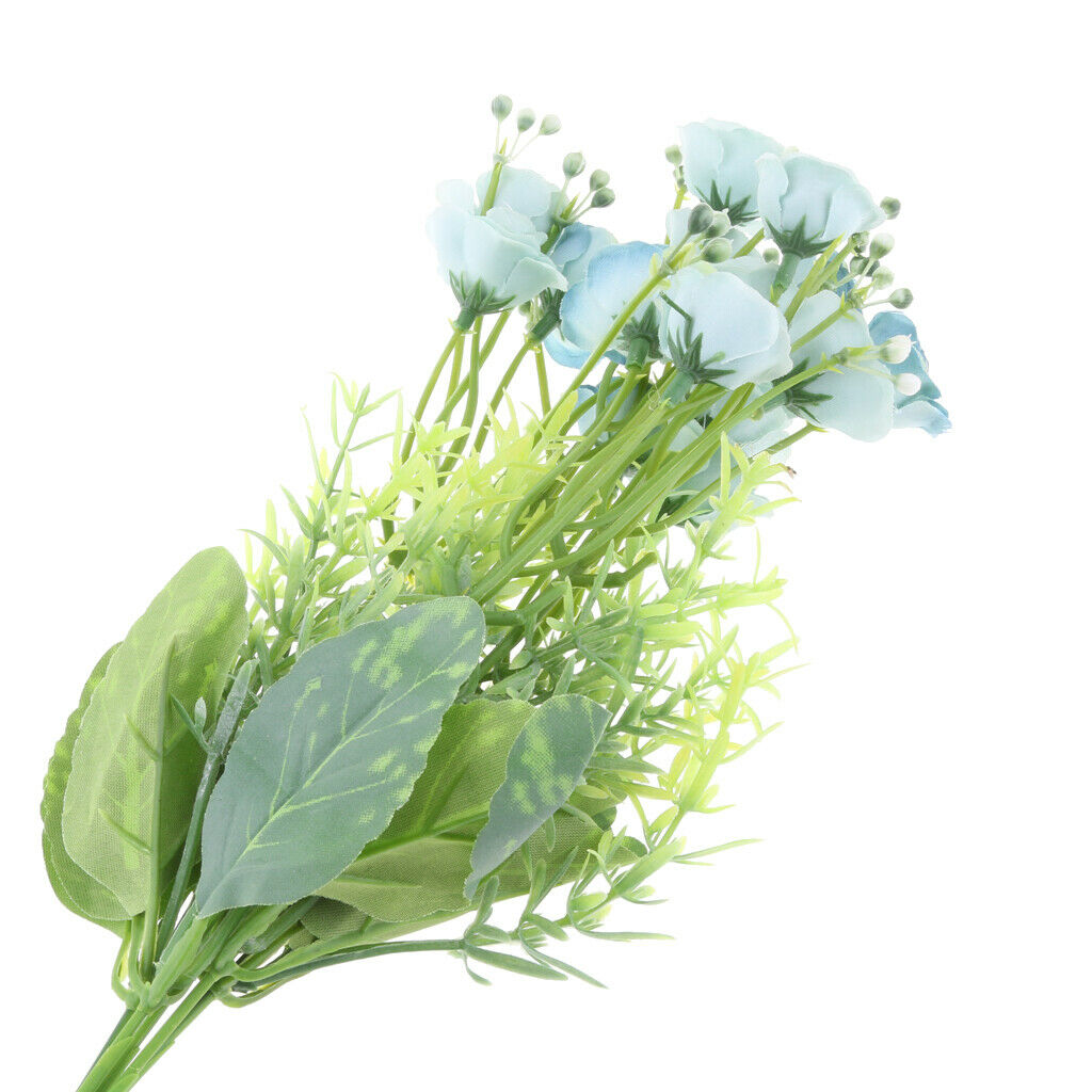 1 Piece 15-Head Artificial Silk Rose Flower Heads Home Garden Decor Blue
