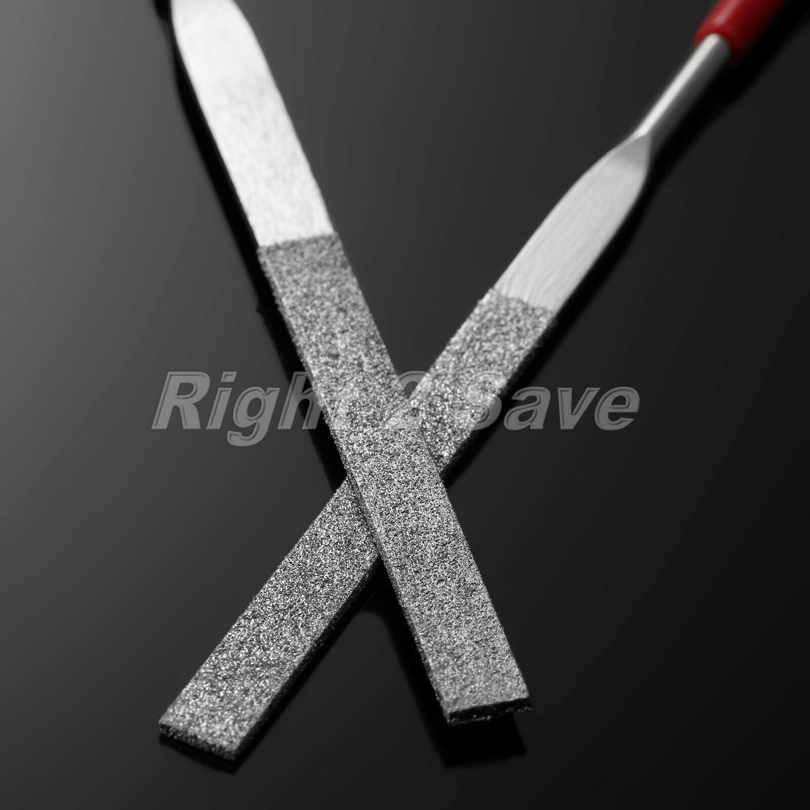 1Pc Red Plastic Handle Metal Stone Grinding Flat Diamond Needle File 3mmx140mm