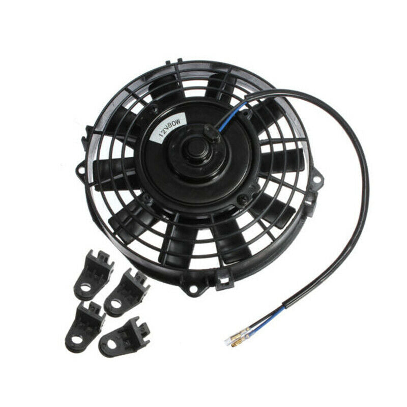 Universal for Car 80W Electric Radiator Cooling Fan Kit 7'' 12V Push Pull Black