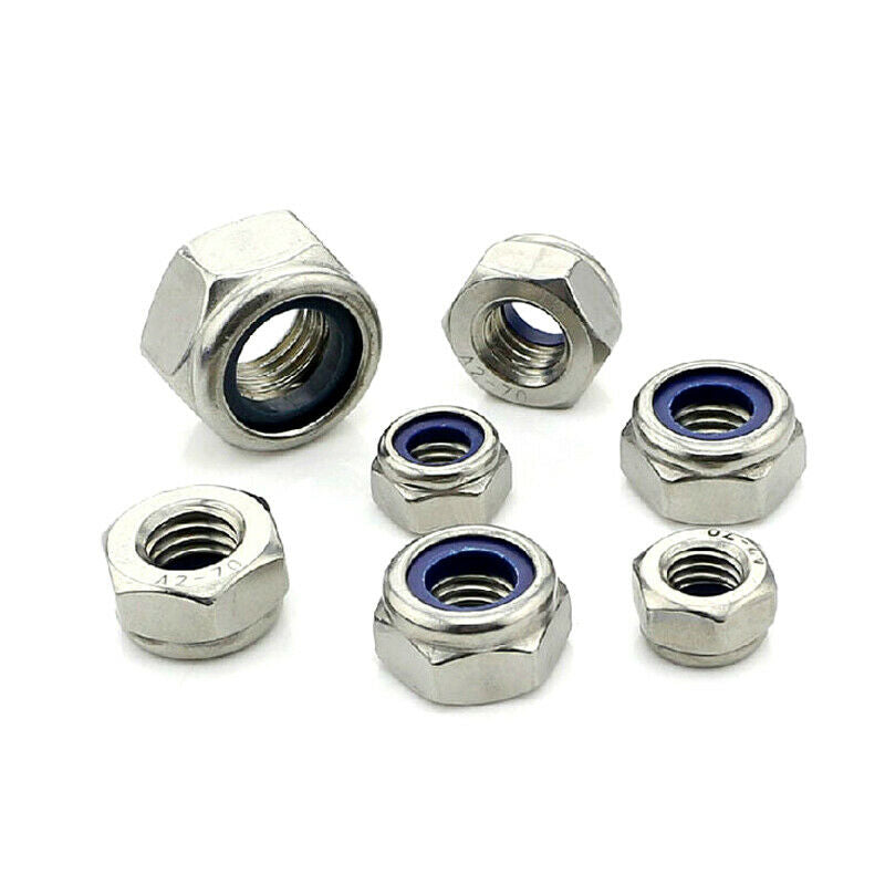 M3 M4 M5 M6 M8 M10 M12 Stainless Steel Nylon Insert Lock Nut Combination 165Pcs