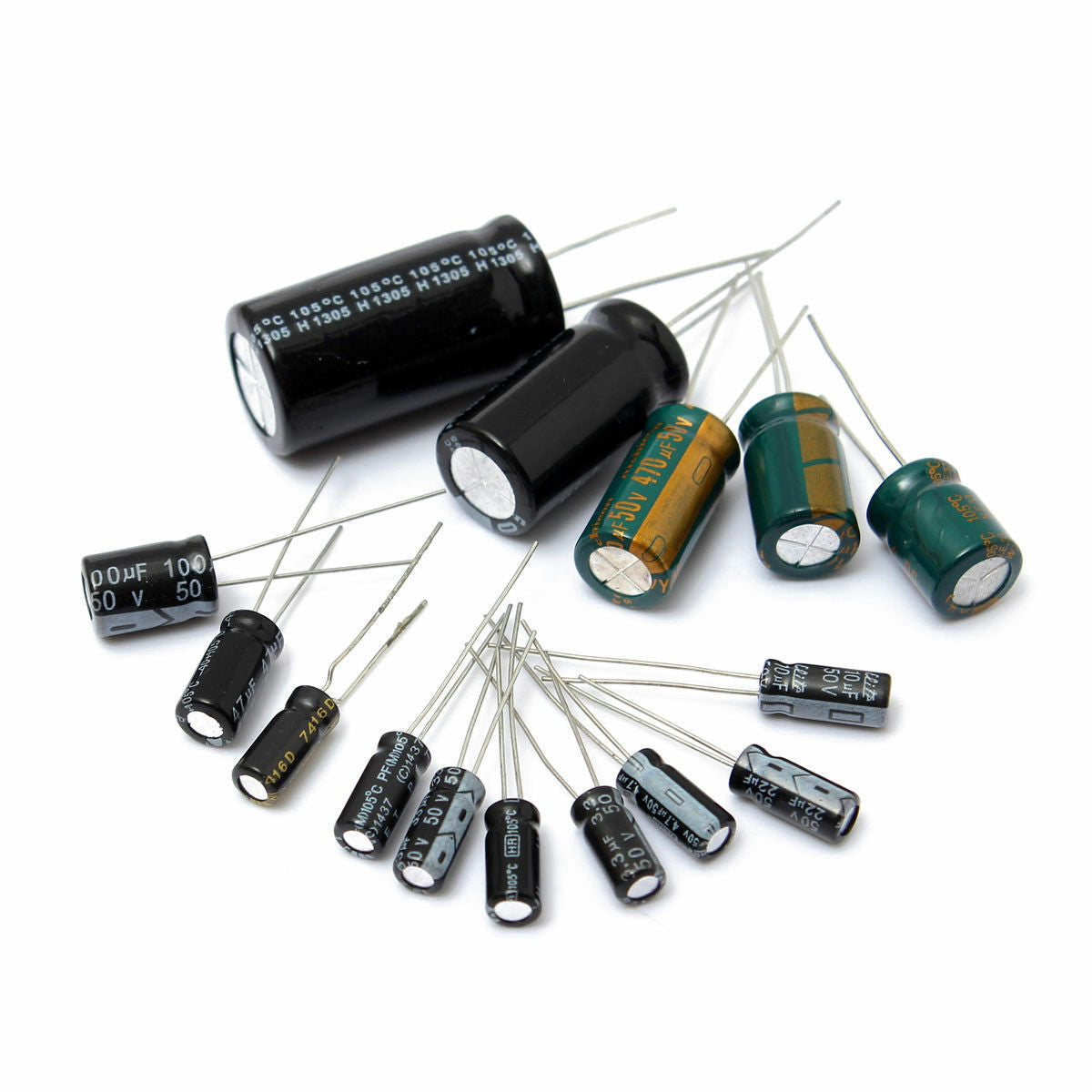 1uF to 2200uF 15 Values Electrolytic Capacitor 120pc Assortment Kit