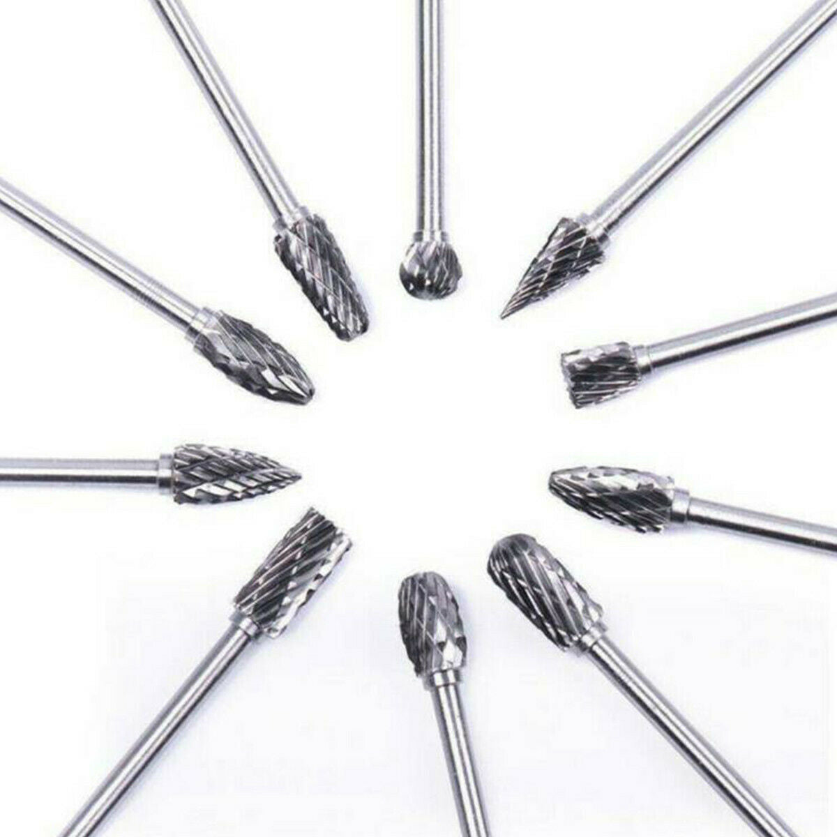 10X Metal Tungsten Steel Carbide Grinding Head Rotary Drill Wood Bits Part Shank