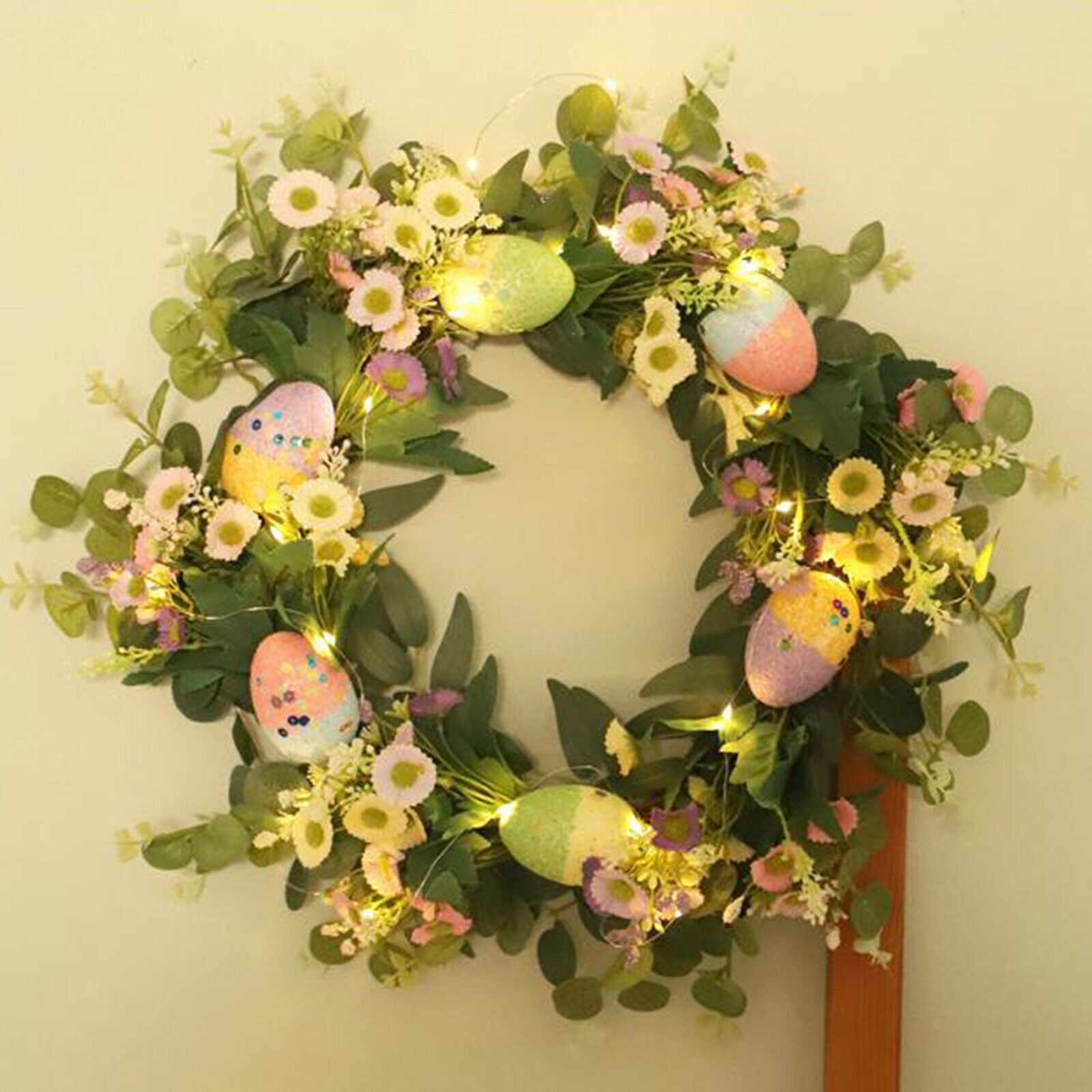 Easter Wreath 18'' Spring Front Door Garland Party Home Decor Pastel Eggs