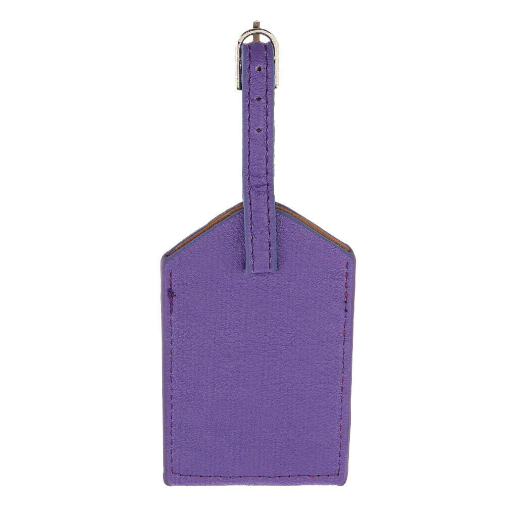Purple Leather Luggage Tag Bag Tag Travel Accessories Suitcase Tag Name Card