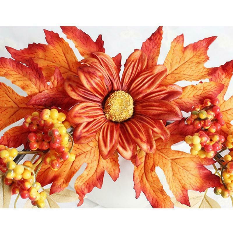 Fall Wreath Decoration Autumn Wreath with Maple Leaves Berries Harvest Wreath