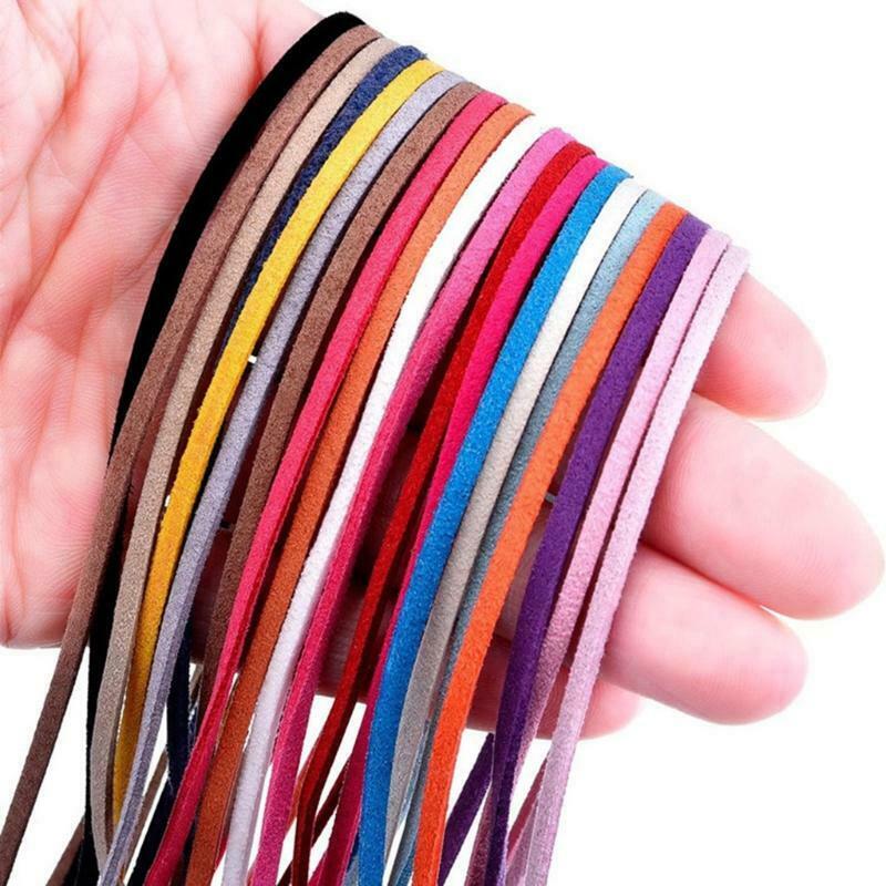 20 Bundles Soft Faux Suede Cord String Double Sided Bracelets DIY Accessories