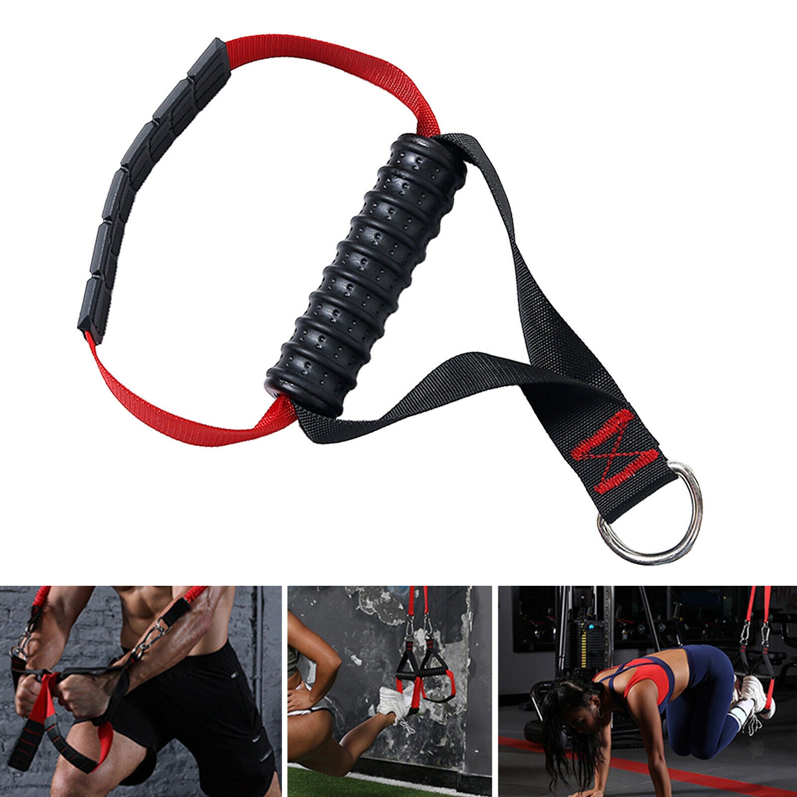 Heavy Duty Resistance Bands Handle Grips w/ Clips for Cables LAT Exercise