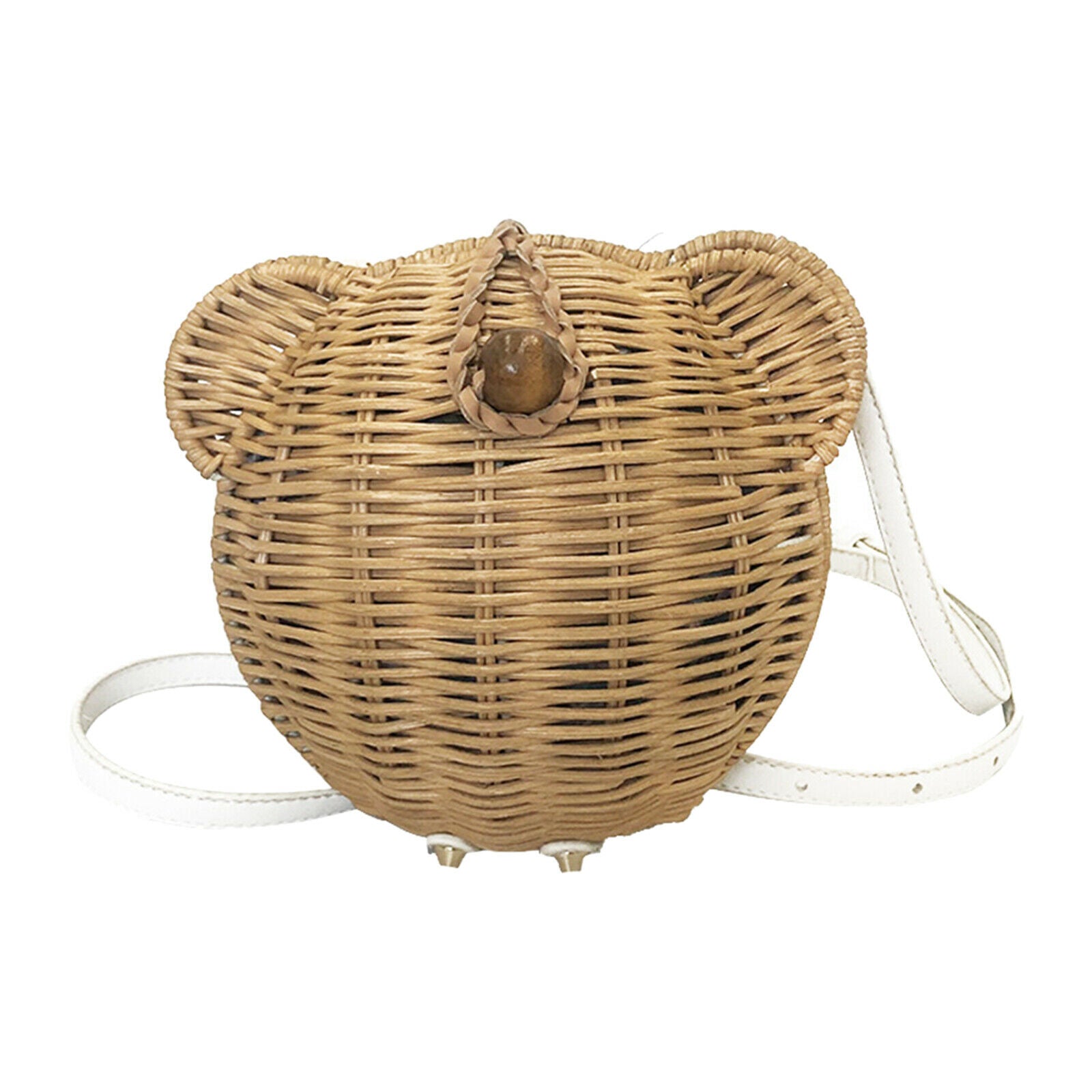 Girls Straw Bag Bohemia Woven Tote Spring Summer Rattan Purse Round Handbag