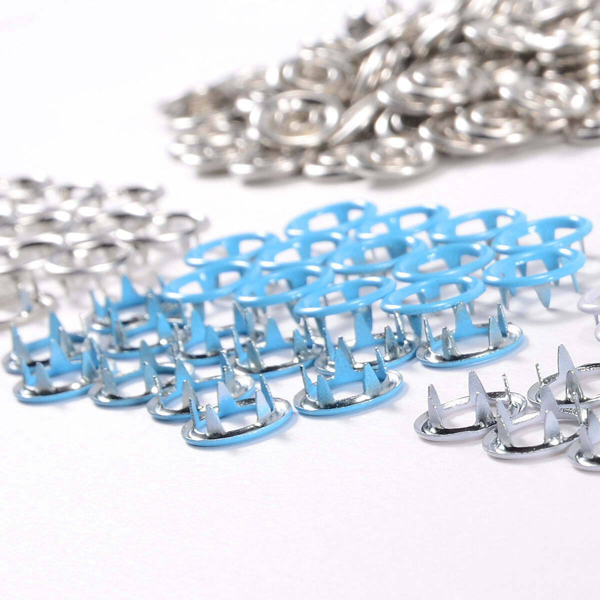 Prong Open Ring Press Studs for Making Dummy Clips 4 Colors 100 Sets
