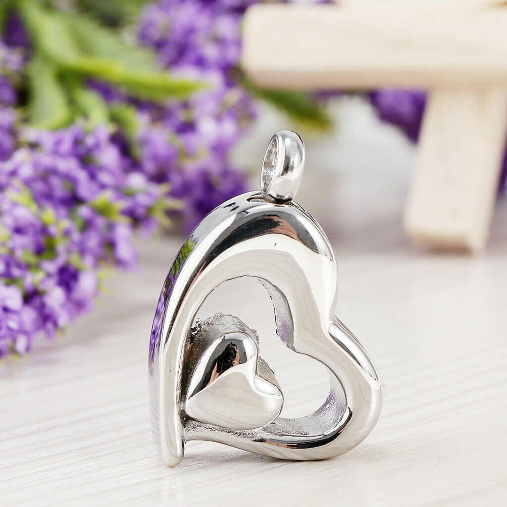 Fashion Ash Locket Container Double Heart Pendant Stainless Steel Material