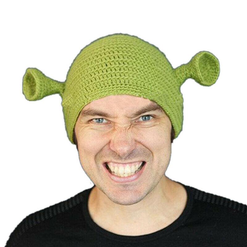 Unisex Balaclava Monster Shrek Wool Winter Knitted Hats Green Party Funny C Gy
