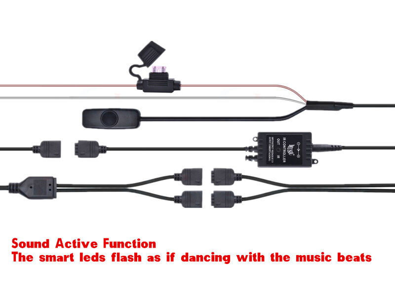 2x 60" RGB LED Music Control Car Truck Pickup Bed Light Tailgate Strip Neon Lamp