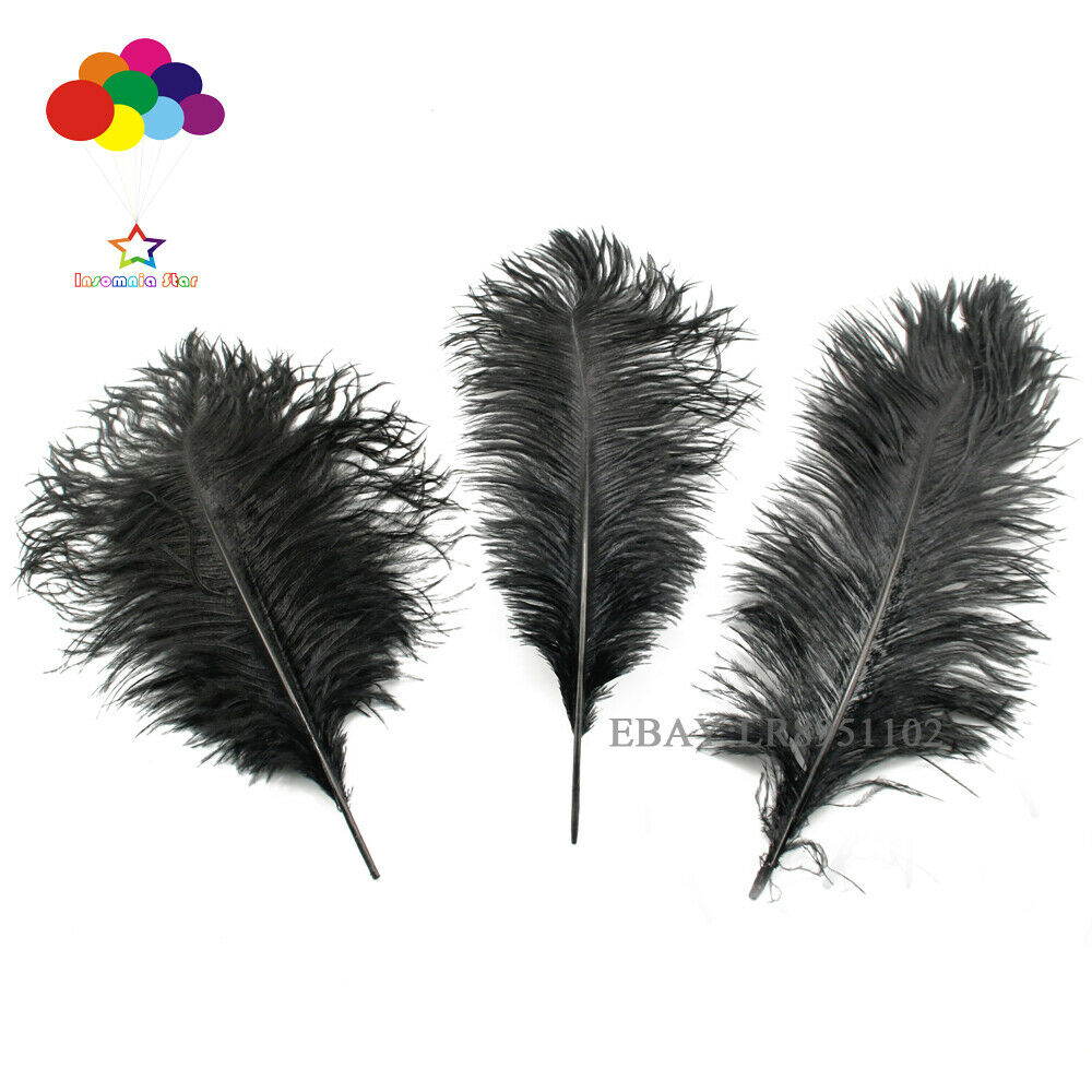 50 pcs 8-10inch balck ostrich feather plumes for wedding centerpieces decor