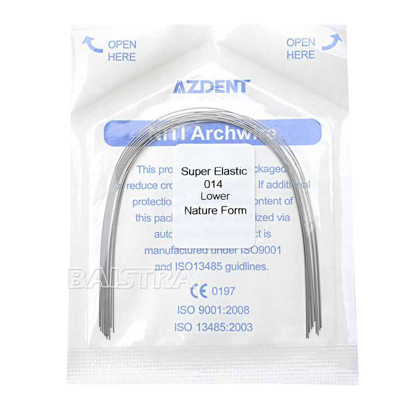100X AZDental Orthodontic Super Elastic Arch Wire Round 014 Lower Natural Form