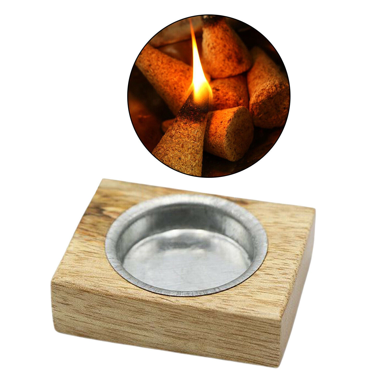 Wooden Charcoal Cone Incense Stick Wax Candle Ash Catcher Home Temple Supply