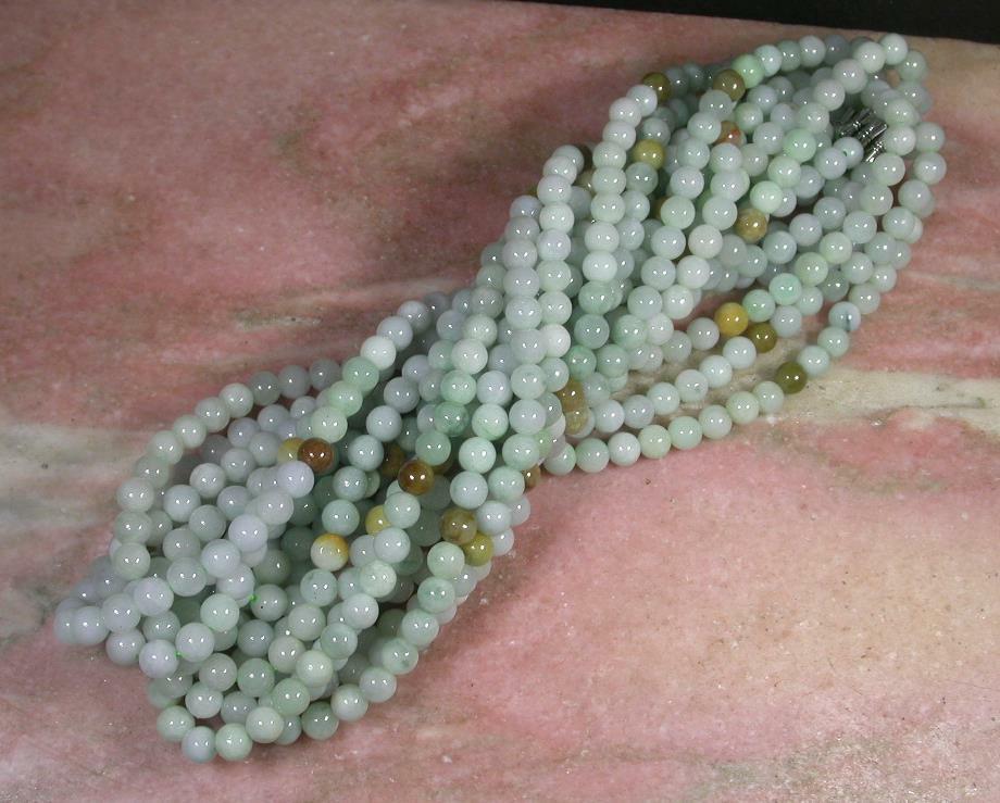 Green Yellow 100% Natural A JADE JADEITE Bead Beads Necklace 20 inches