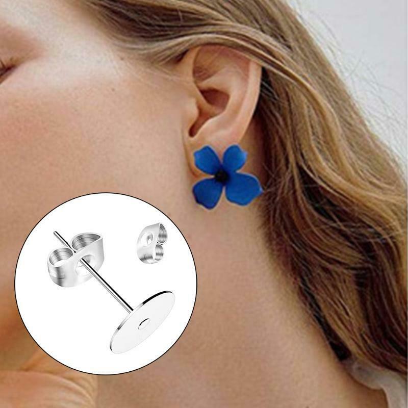 450 Pieces Earring Studs Posts Rubber Backs Blank Flat Pad for Making Jewelry