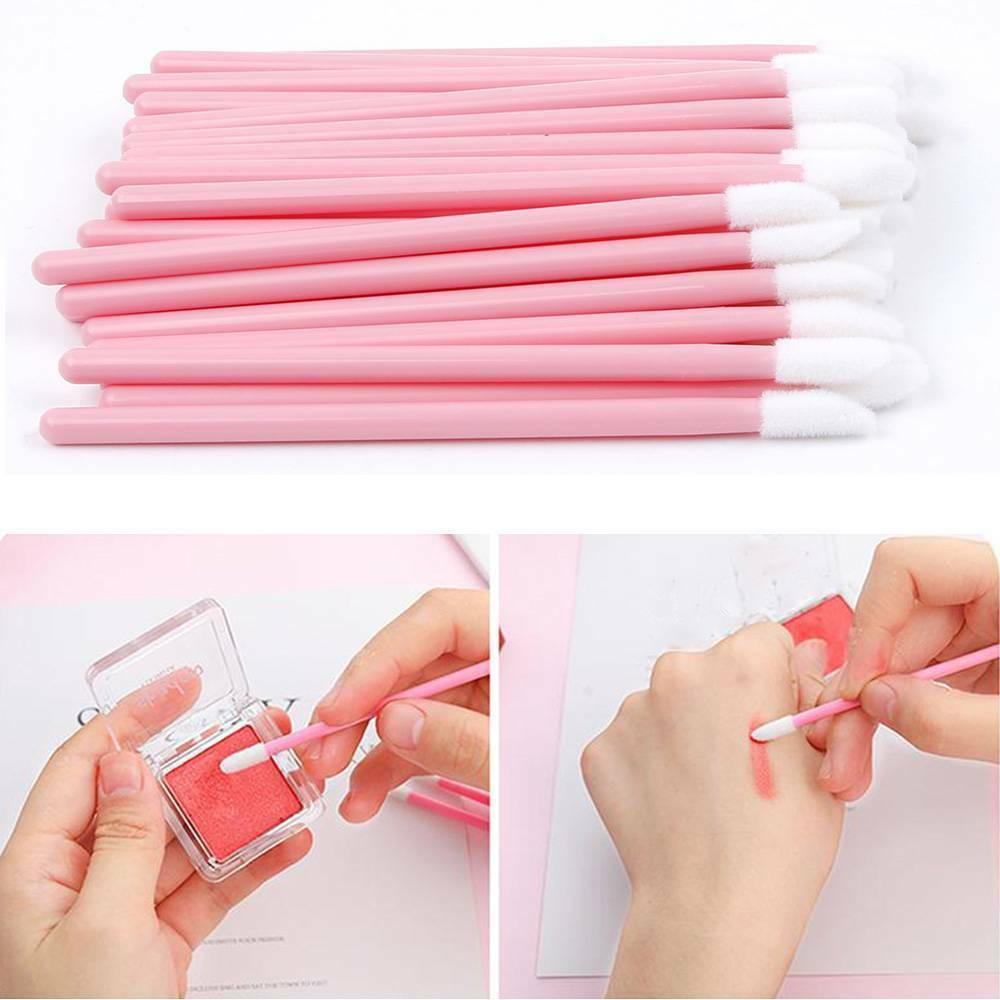 50pcs Disposable Lip Gloss Wands Makeup Brushes Sponge Tip Applicators Tools