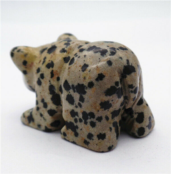 48x30x23mm Natural Dalmation Jasper Carved Bear Decoration Statue Decor HH7724