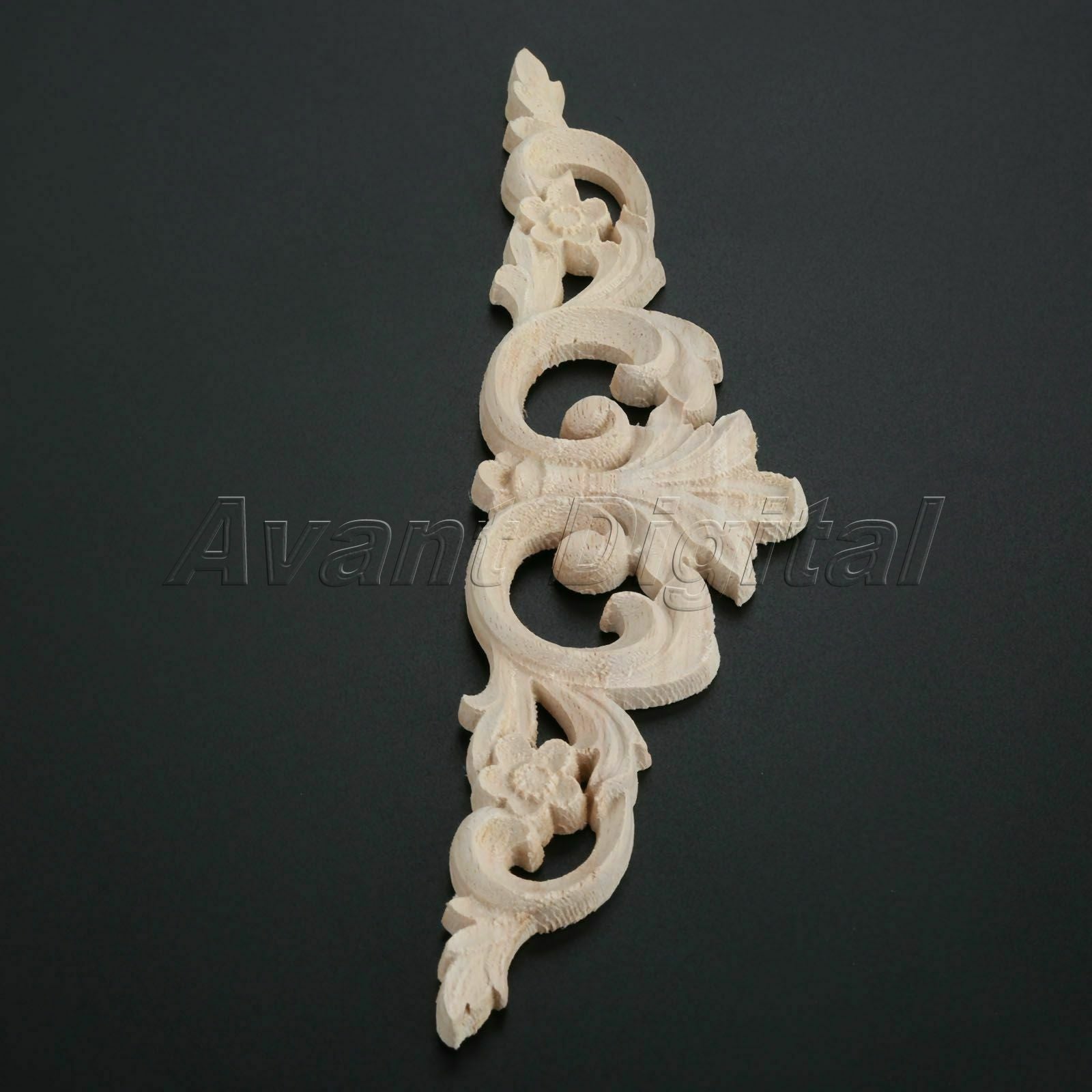 20*5cm European Style Wooden Carved Long Onlay Applique DIY Craft Decor Oak Wood