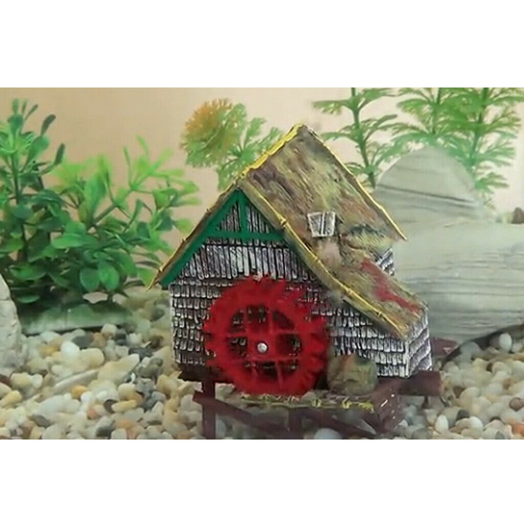 Pneumatic aeration Aquarium Fish Tank House Waterwheel Hut Decoration