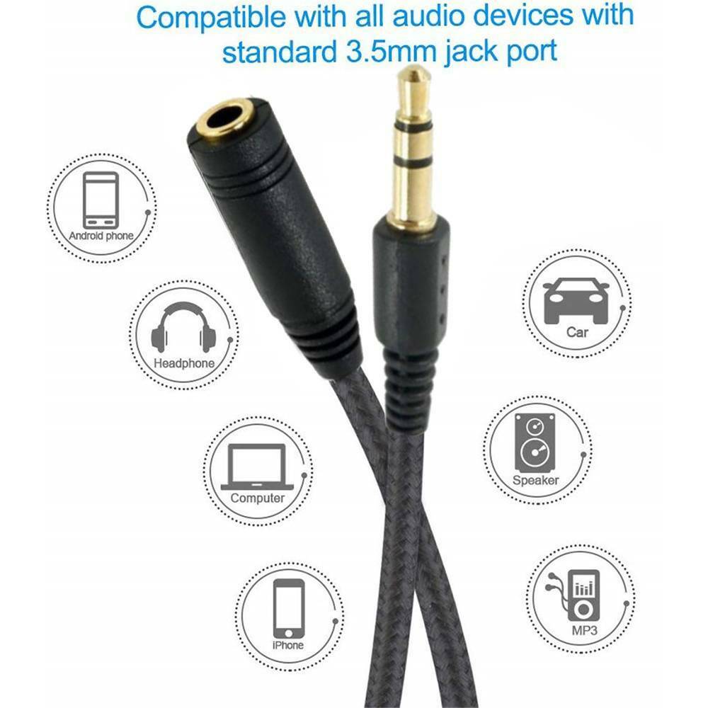 1X 5ft 3.5mm Stereo Audio Aux Headphone Cable Extension Cord Male to Female