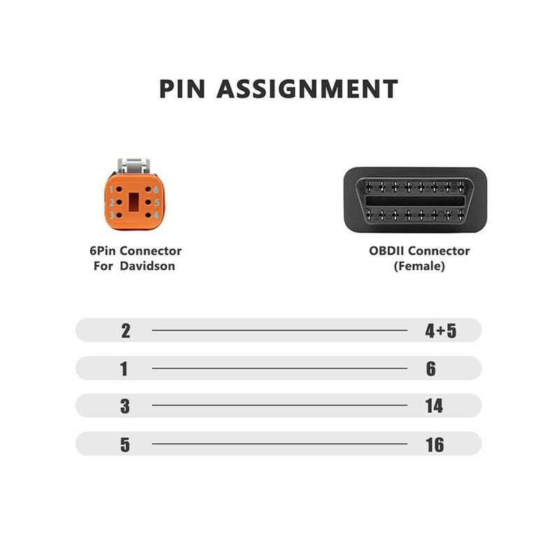 6 To 16 Pin Motorcycle Diagnostic Cable Motorbikes OBD2 Extension Connector OBD5