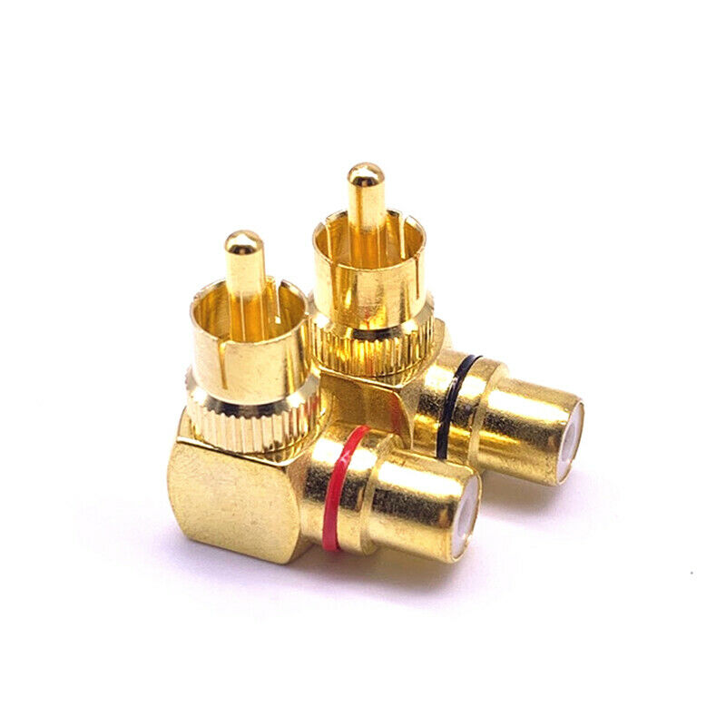 2Pcs Copper L-shaped RCA right angle elbow 90 degree head signal cable