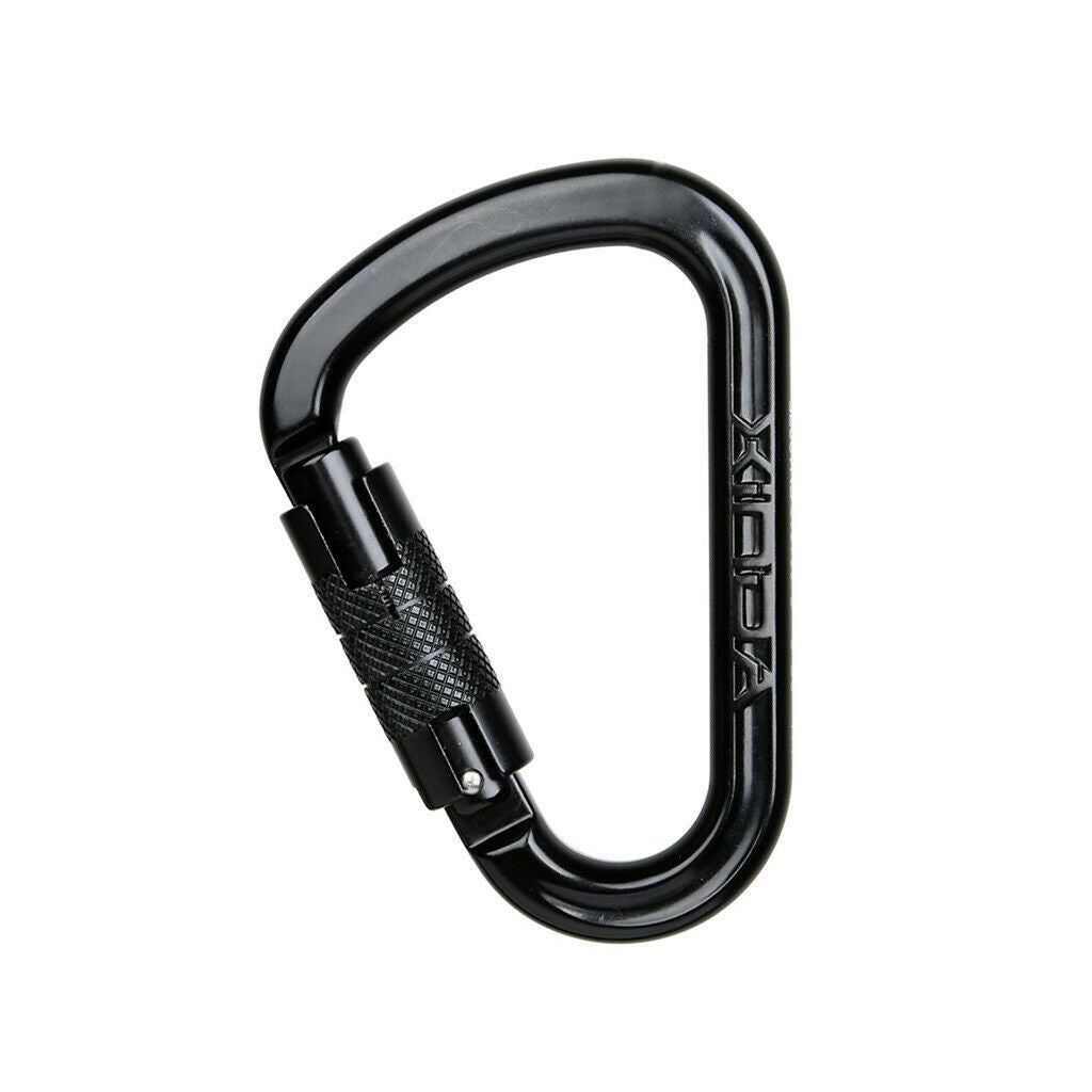 Outdoor Rock Climbing Pear Shape 25KN Auto Locking Carabiner Black