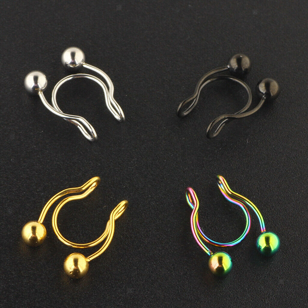 5pcs Nose  Nose Lip Hoop Stainless Steel Septum Rings No Pierce 20G 8mm