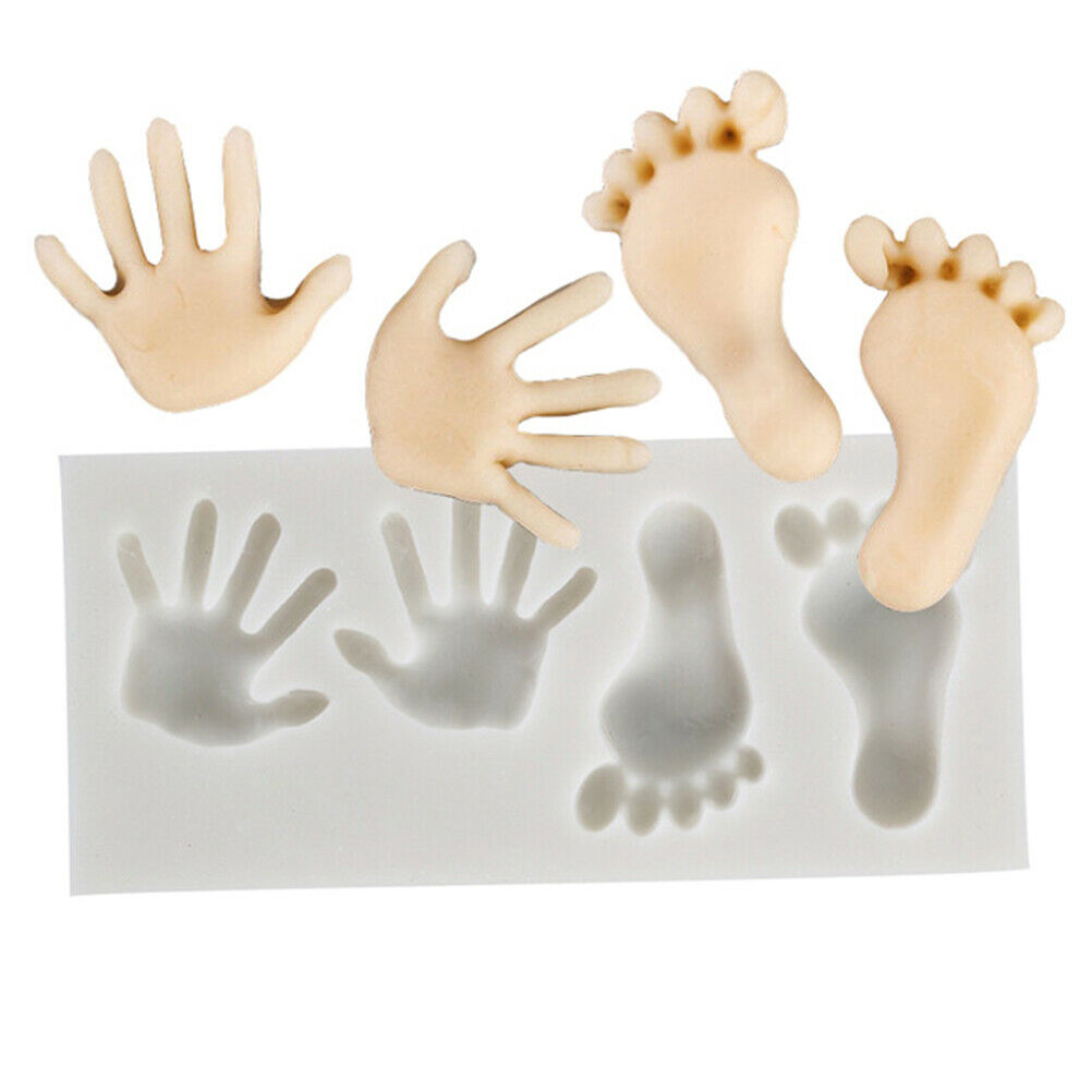 Mini Feet Hand Shaped Silicone Cake Mold Baby Fondant Cake Decorating Bak.l8