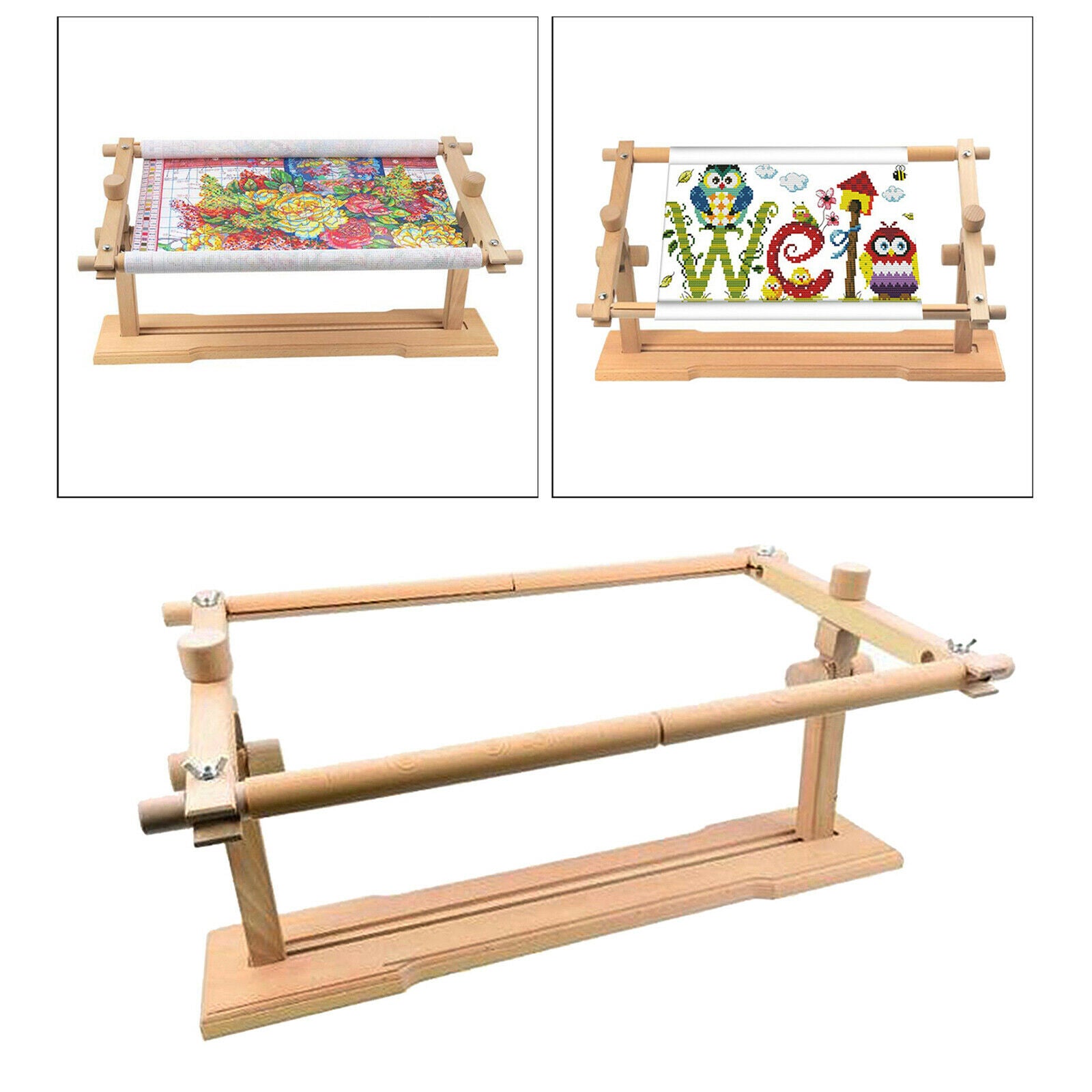 Wood Cross Stitch Frame Clamps Lap Stand 360 Rotatable Embroidery Holder DIY