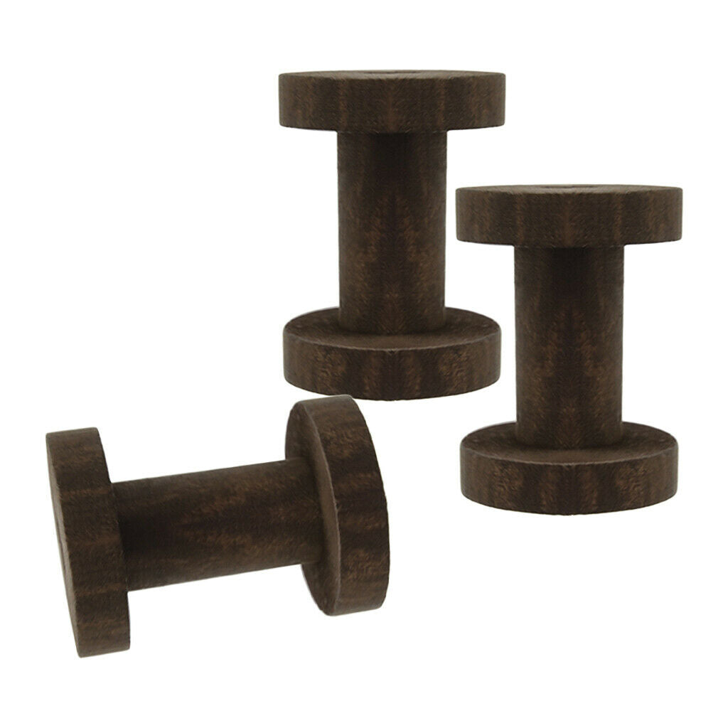 3x Wood Thread Spools Natural Wire Weaving Cord Yarn Thread Bobbins 61x45mm