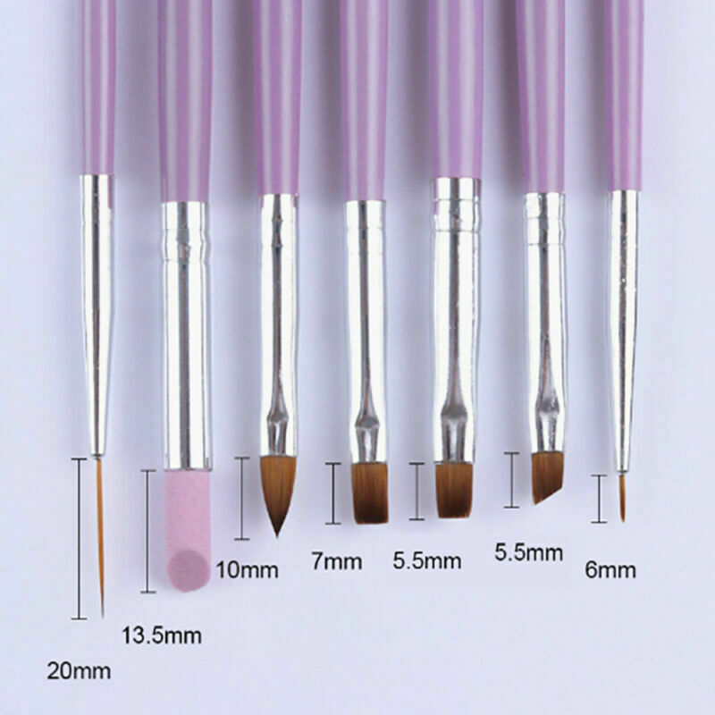 7pcs/set UV Gel Nail Art Brush Polish Painting Pen Kit For Salon Manicure DIY US