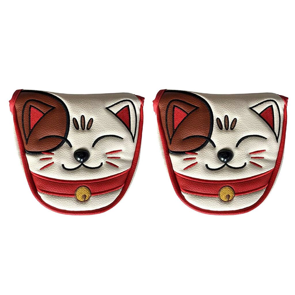2Pcs Golf Mallet Head Cover Magnetic Club Center Putter Headcover Gift