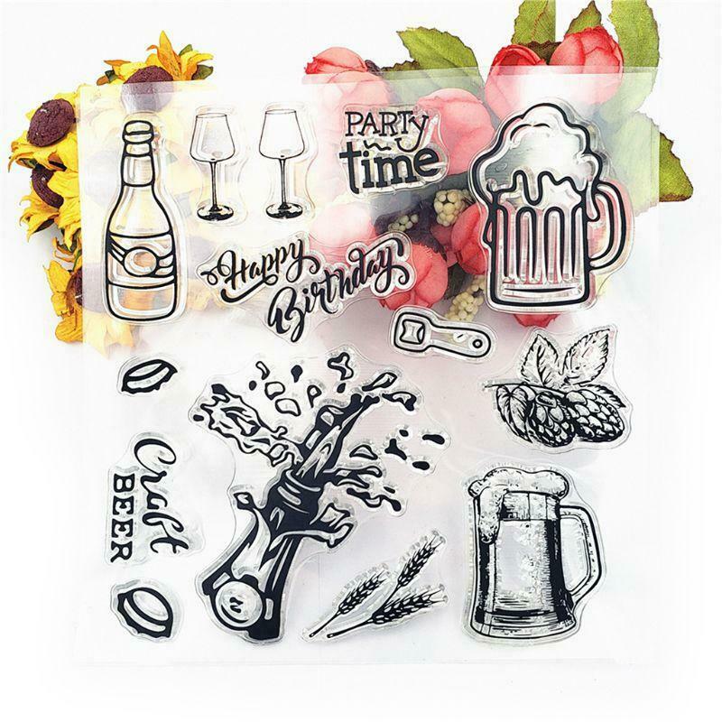 Champagne Beer Silicone Clear Seal Stamp DIY Scrapbooking Embossing Photo Album