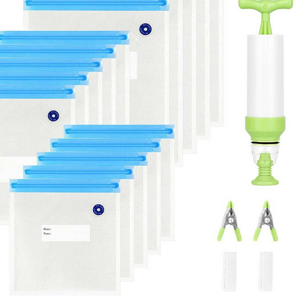 Sous Vide Bag 15 Reusable Bags Vacuum Sealer for Food Storage & Pump Clips