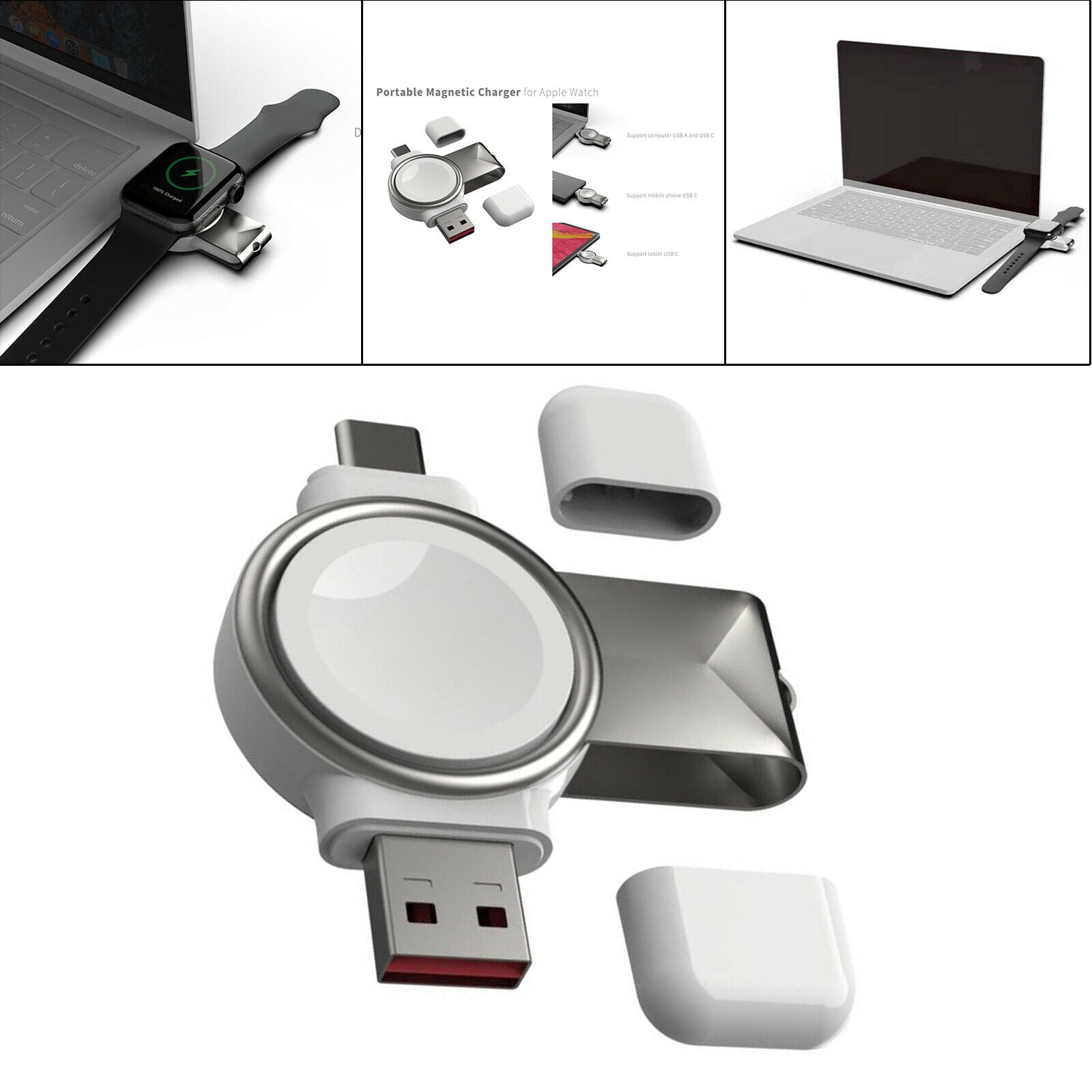 Portable 2 In 1 Watch Charger Station Quick Charge for iWatch SE 6 5 4 3 2 1