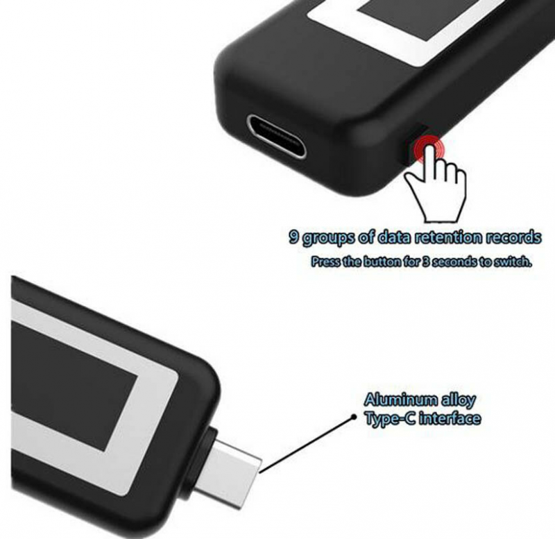 2Pcs Usb C Two-Way Current Tester Voltmeter Ammeter Voltmeter and Current Meter