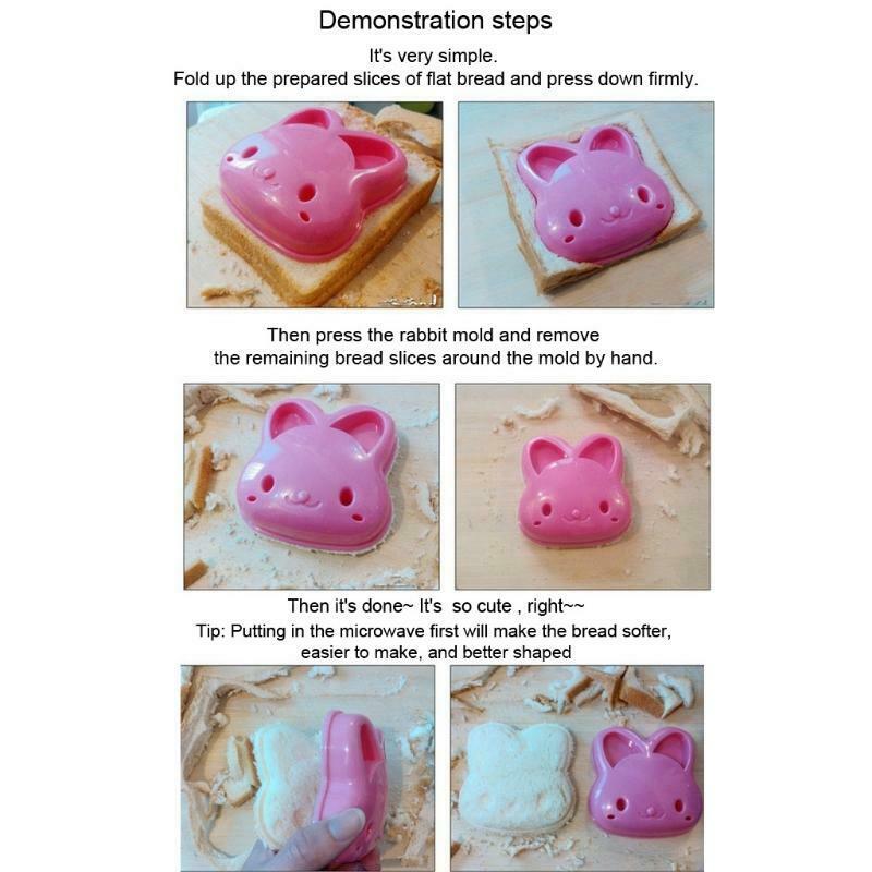 Pink Rabbit Shape Sandwich Bread Mold Cookie Cake Cutter Mould Maker DIY Cutter